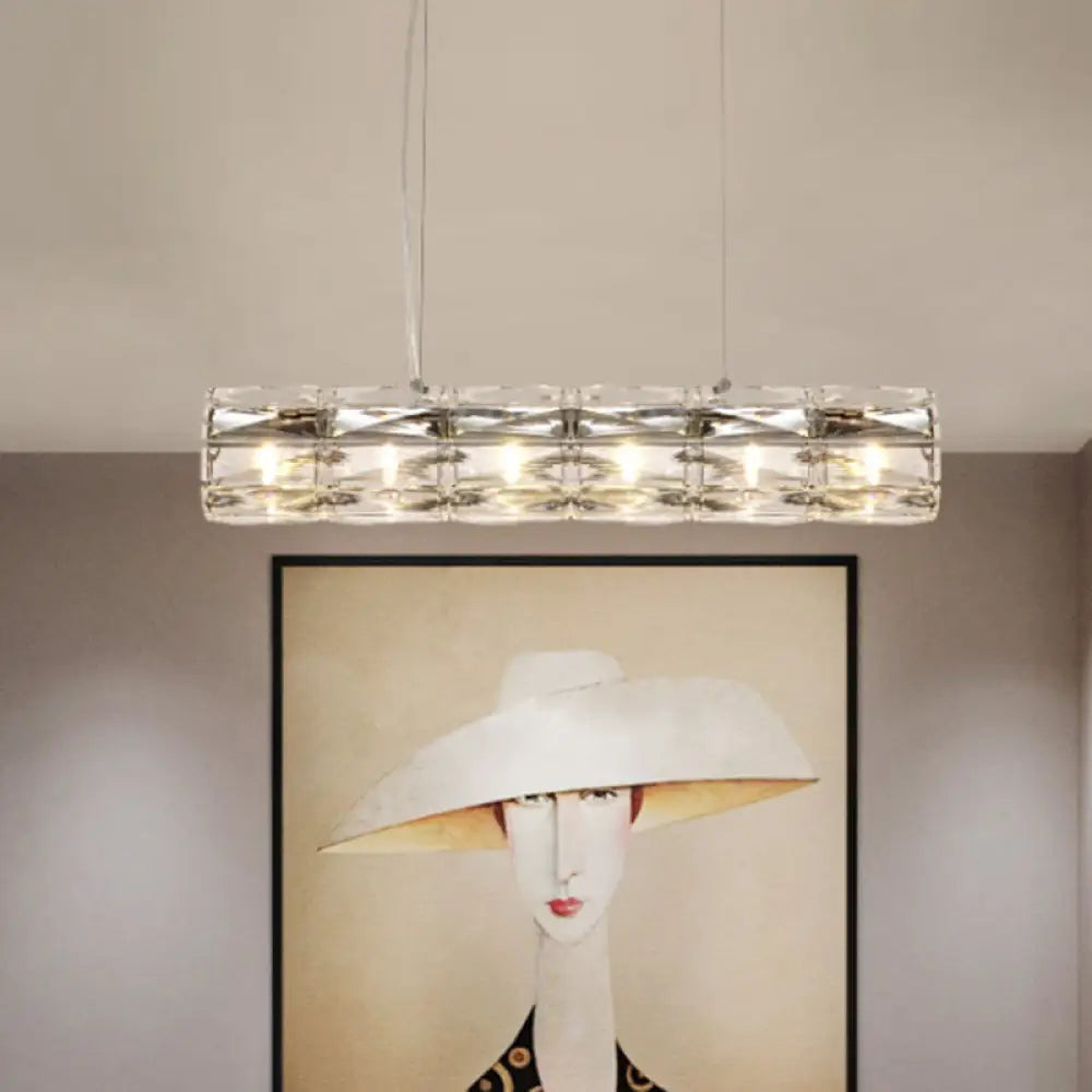 DecorBites™ Modern Crystal Tube Island Light with 6/8 Bulb Suspension - Clear and Stylish
