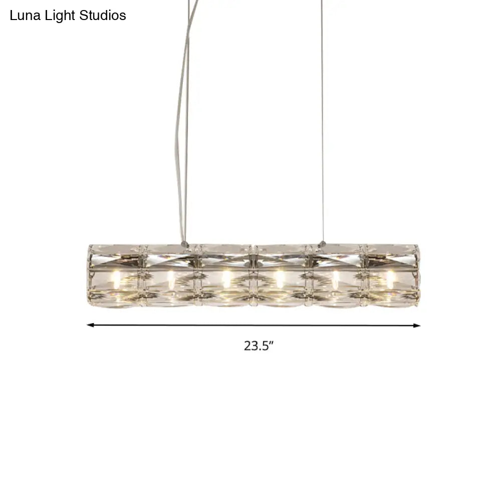 DecorBites™ Modern Crystal Tube Island Light with 6/8 Bulb Suspension - Clear and Stylish