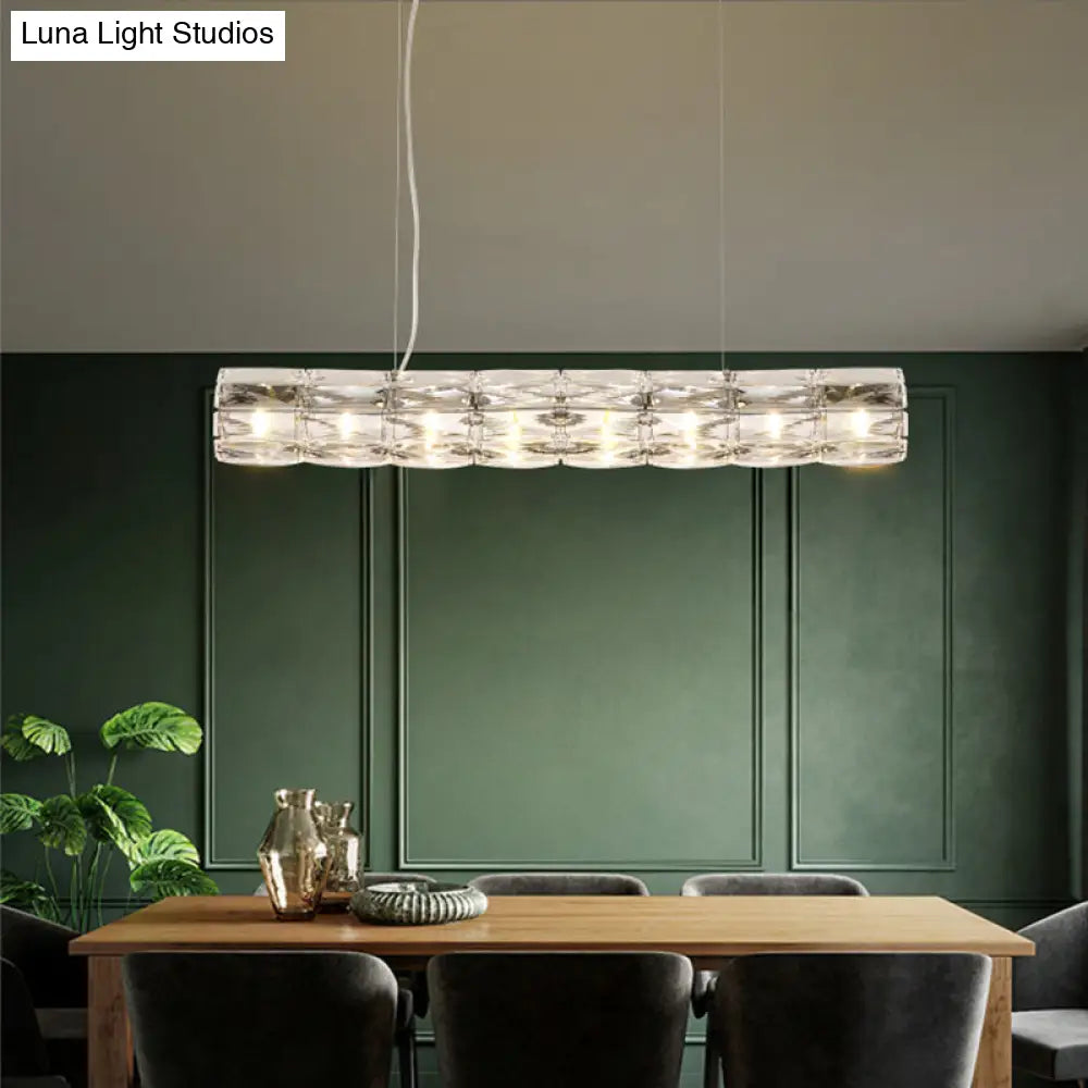 DecorBites™ Modern Crystal Tube Island Light with 6/8 Bulb Suspension - Clear and Stylish