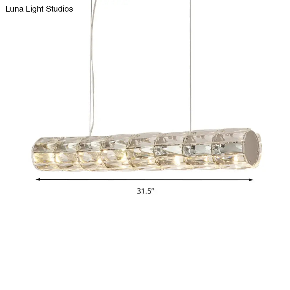 DecorBites™ Modern Crystal Tube Island Light with 6/8 Bulb Suspension - Clear and Stylish