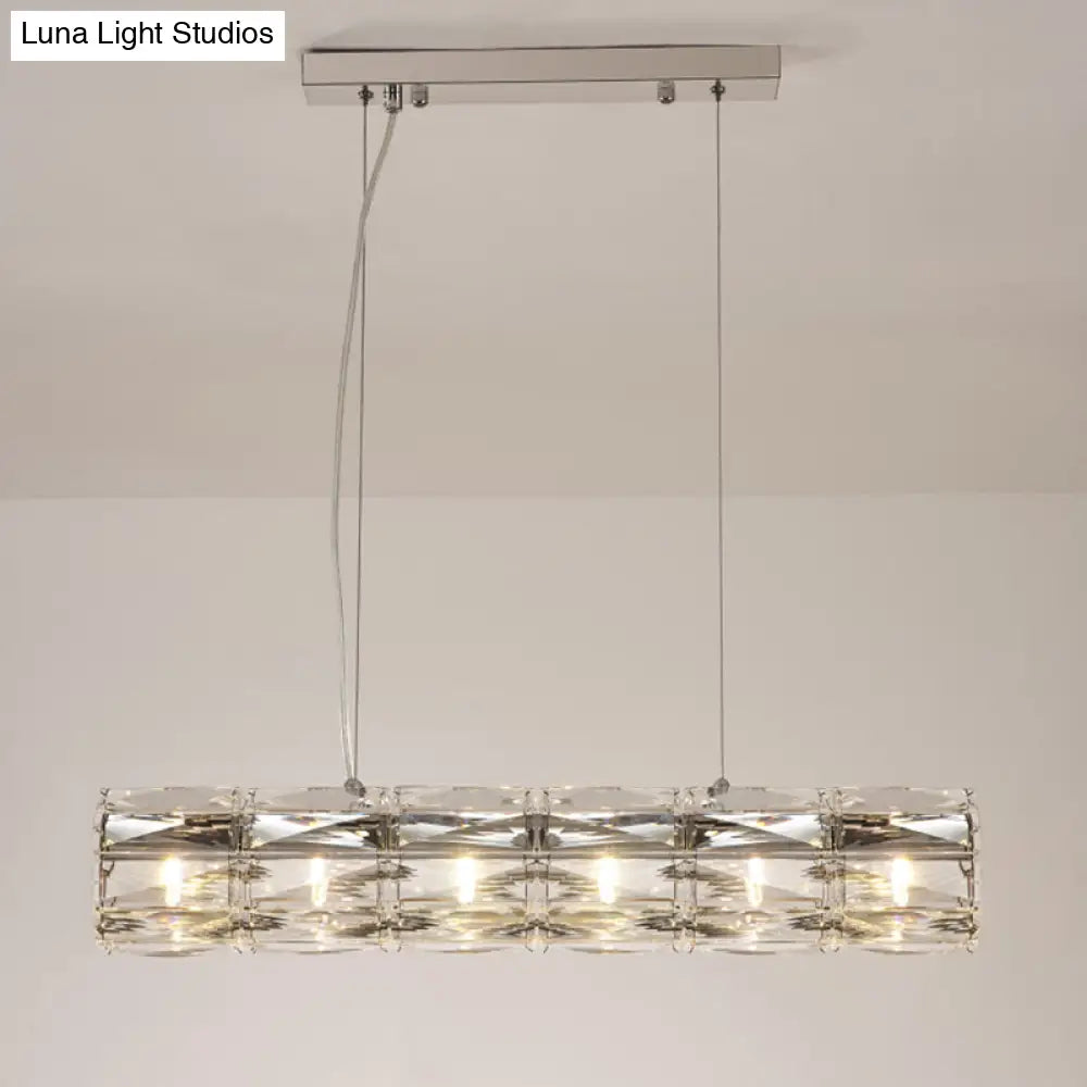 DecorBites™ Modern Crystal Tube Island Light with 6/8 Bulb Suspension - Clear and Stylish