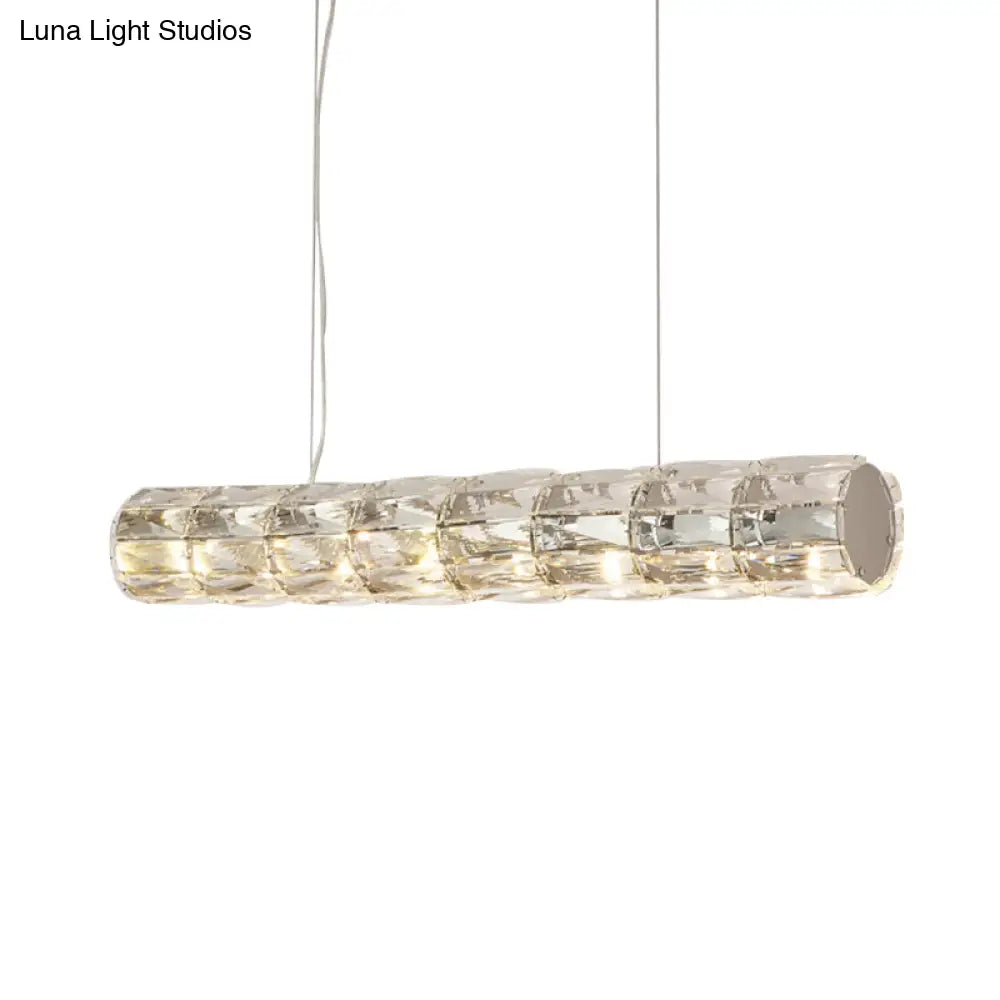 DecorBites™ Modern Crystal Tube Island Light with 6/8 Bulb Suspension - Clear and Stylish
