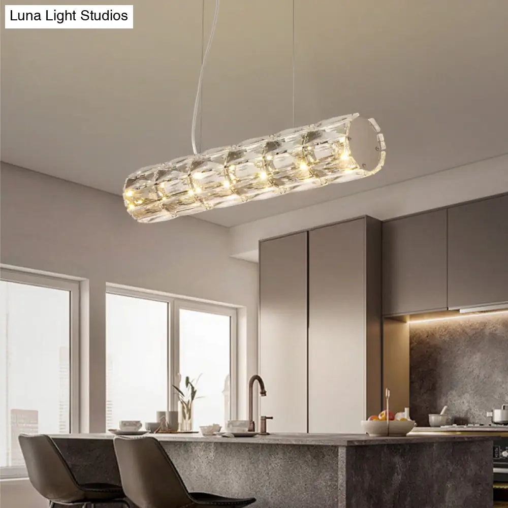 DecorBites™ Modern Crystal Tube Island Light with 6/8 Bulb Suspension - Clear and Stylish