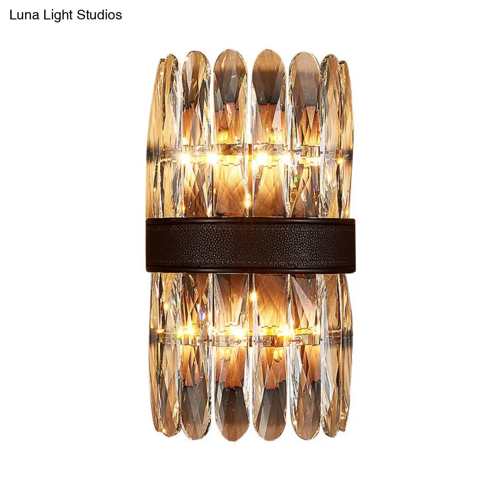 DecorBites™ Modern Crystal Wall Sconce Light - Black Cylinder Block Fixture (2/4 Lights)