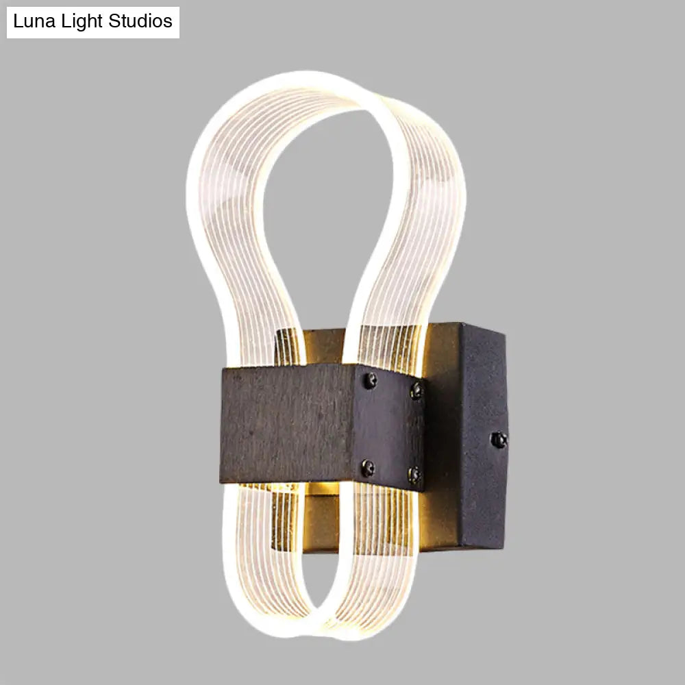 DecorBites™ Modern Cuboid Metal LED Wall Lamp with Arc Ring Acrylic Shade in Black – White/Warm Light