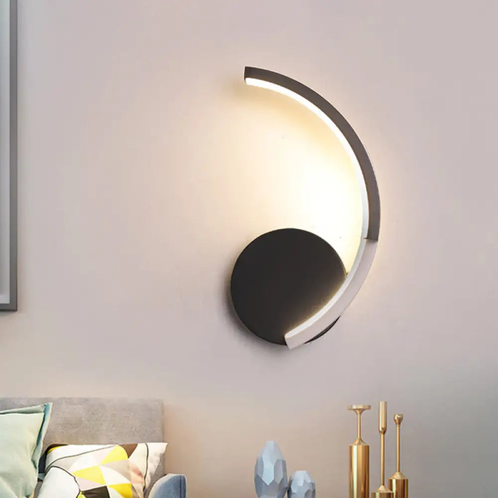DecorBites™ Modern Curved Line LED Wall Mounted Sconce in Black, White, Warm Light - Acrylic Lamp Fixture for Living Room