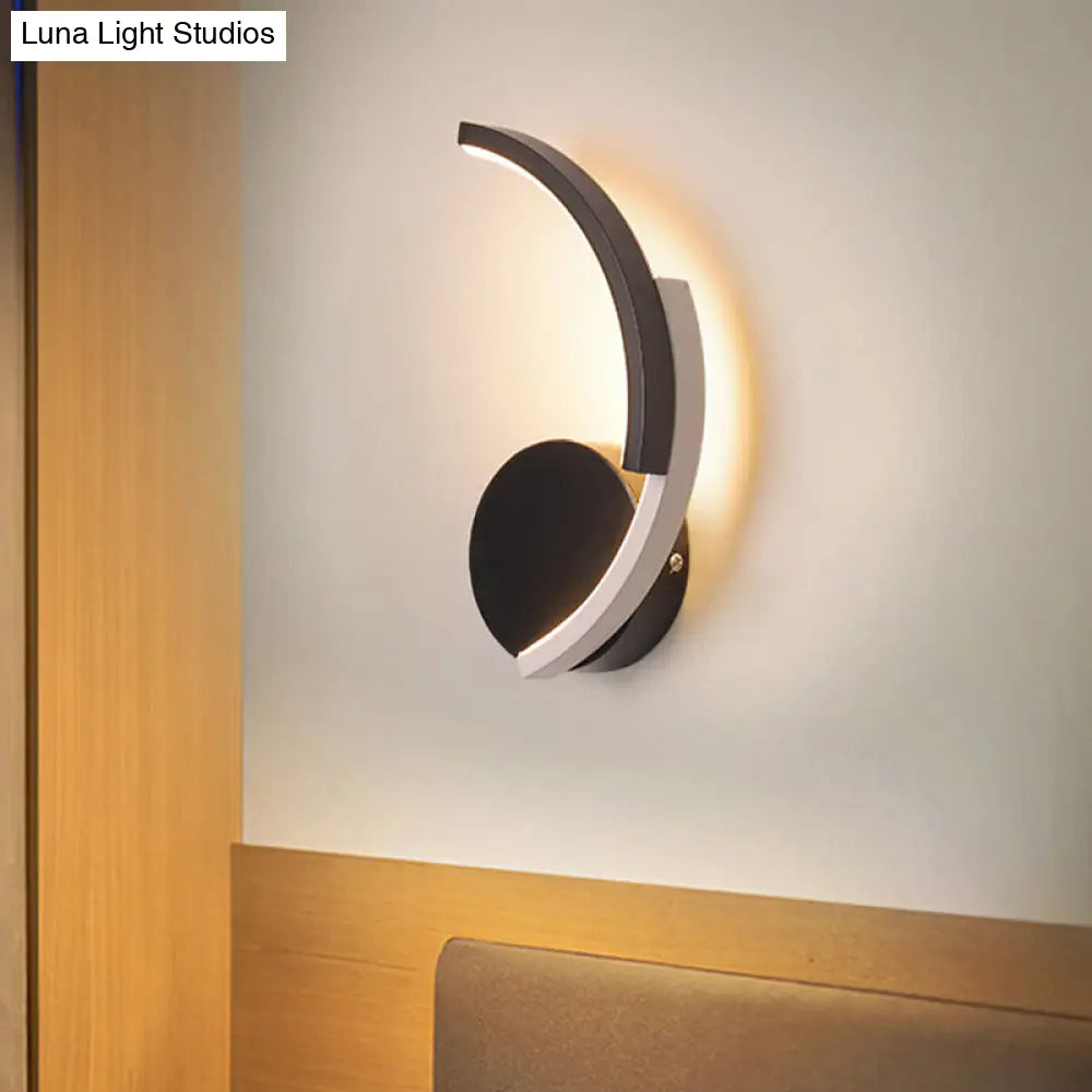 DecorBites™ Modern Curved Line LED Wall Mounted Sconce in Black, White, Warm Light - Acrylic Lamp Fixture for Living Room