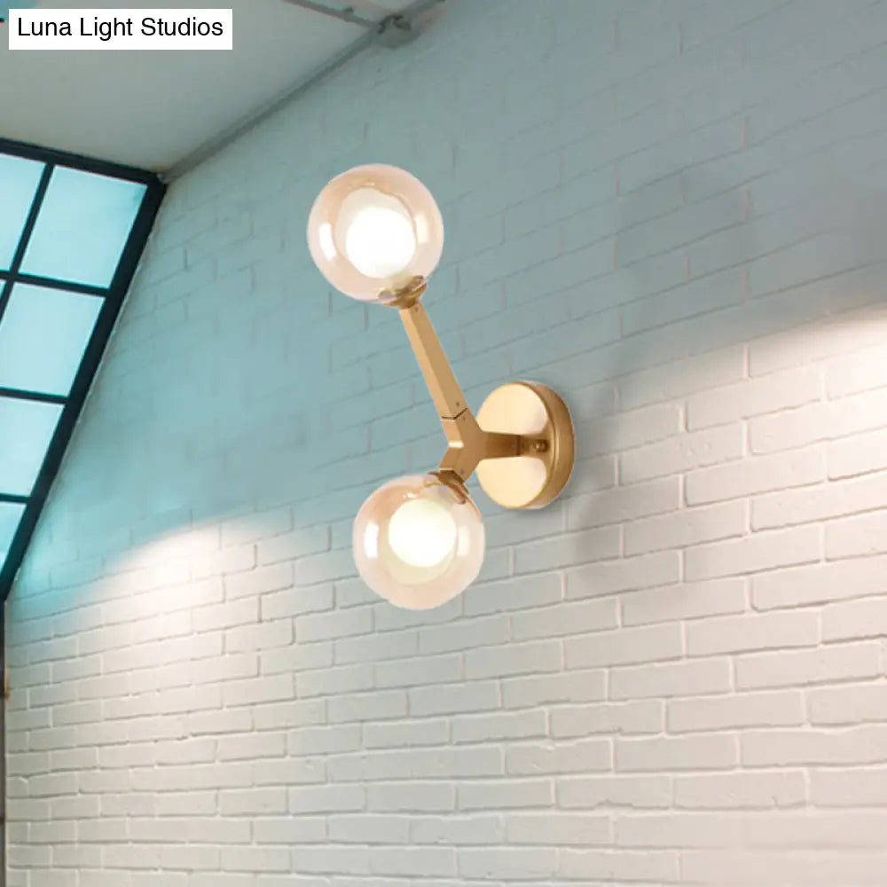 DecorBites™ Modern Double Globe Wall Lamp - Glass Shade Sconce Light Fixture in Gold/Black Finish for Corridor