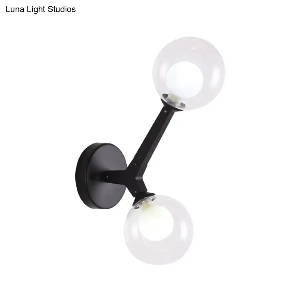 DecorBites™ Modern Double Globe Wall Lamp - Glass Shade Sconce Light Fixture in Gold/Black Finish for Corridor