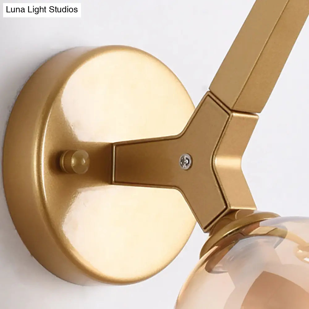 DecorBites™ Modern Double Globe Wall Lamp - Glass Shade Sconce Light Fixture in Gold/Black Finish for Corridor