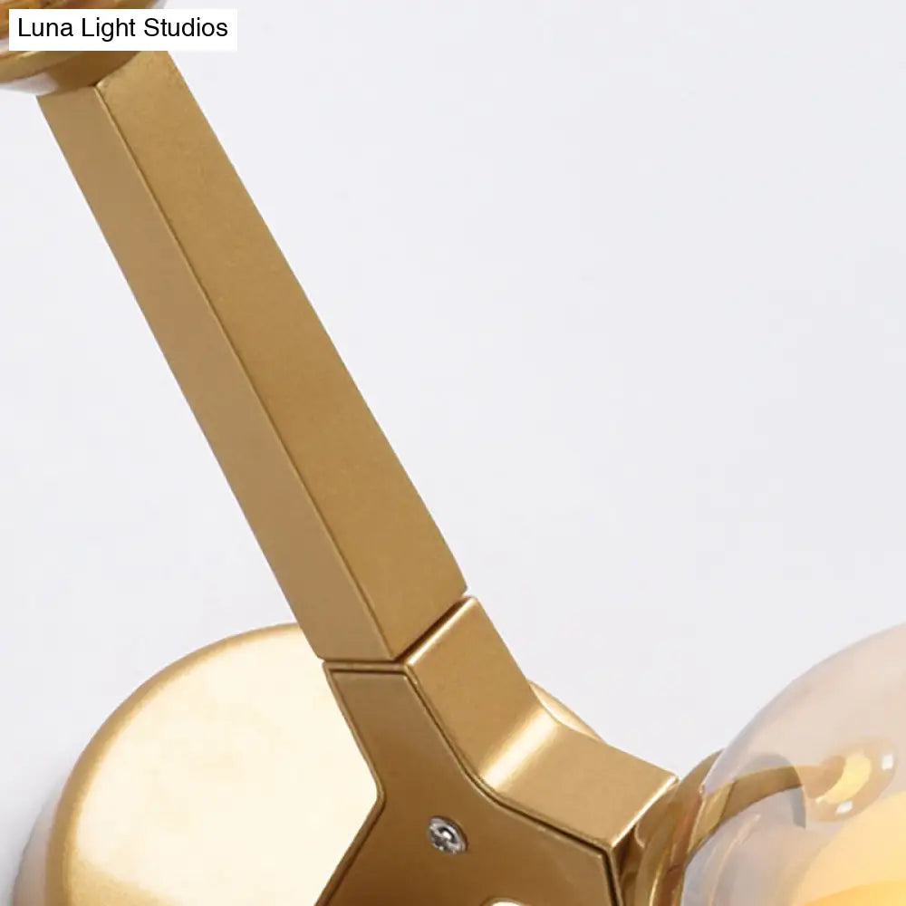 DecorBites™ Modern Double Globe Wall Lamp - Glass Shade Sconce Light Fixture in Gold/Black Finish for Corridor