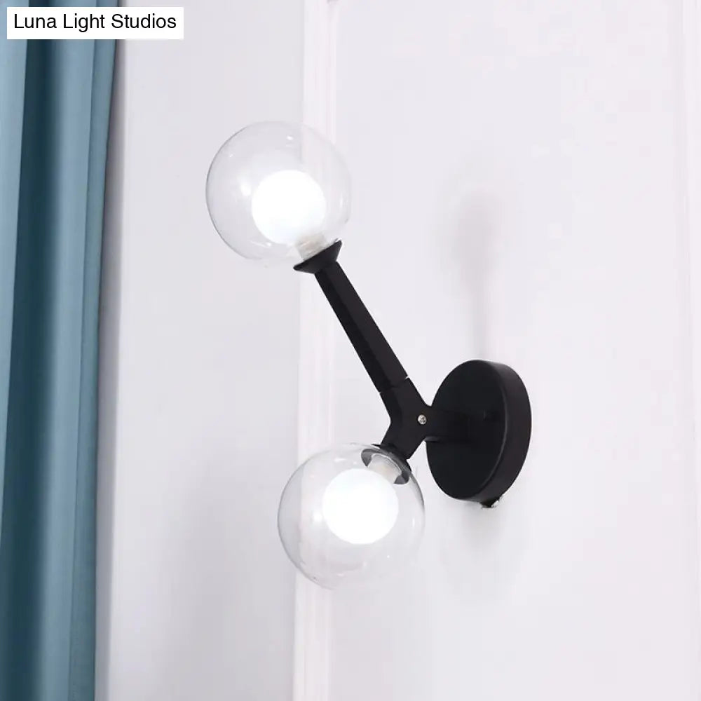 DecorBites™ Modern Double Globe Wall Lamp - Glass Shade Sconce Light Fixture in Gold/Black Finish for Corridor