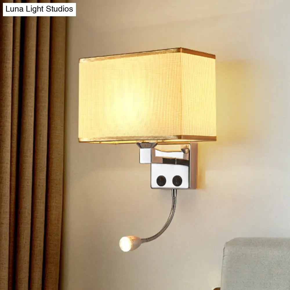 DecorBites™ Modern Fabric Rectangle Spotlight Wall Lamp - Nordic Style, 1-Light, Black/Flaxen/Beige, Wall Mounted Fixture