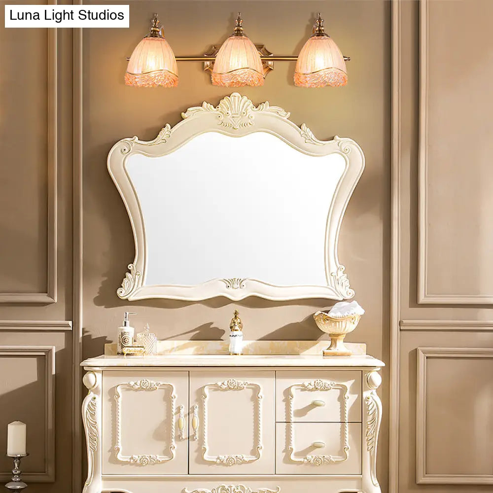 DecorBites™ Modern Floral Wall Sconce with Amber Glass, Brass Finish, 2/3 Bulbs - 16.5"/24.5" W