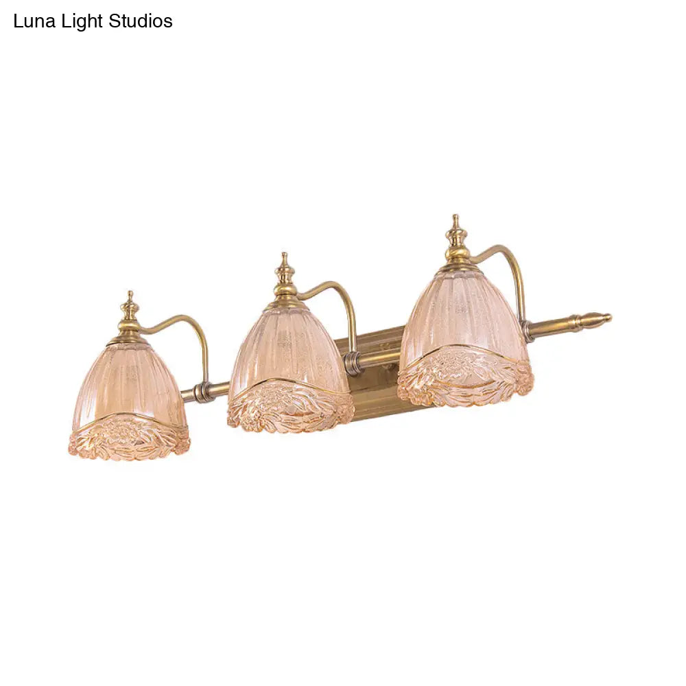 DecorBites™ Modern Floral Wall Sconce with Amber Glass, Brass Finish, 2/3 Bulbs - 16.5"/24.5" W