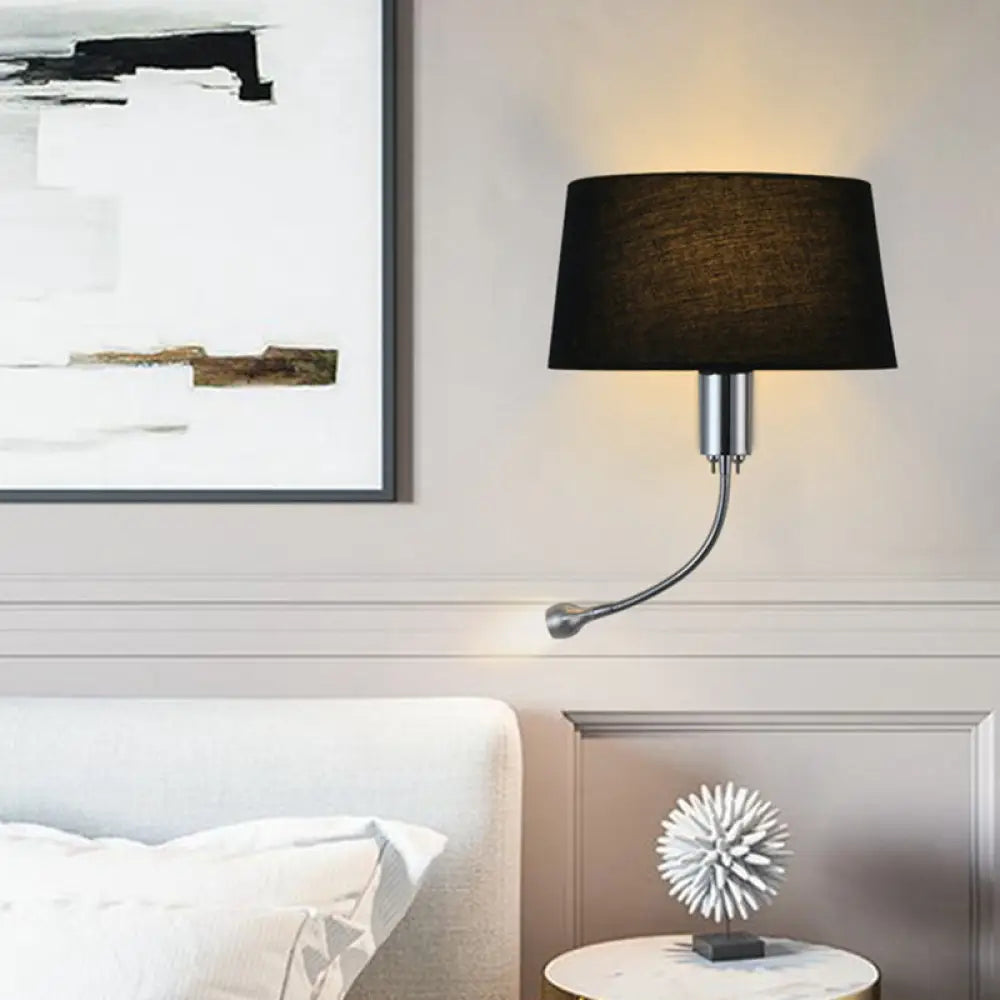 DecorBites™ Modern Flush Wall Sconce with Half-Empire Shade - 1 Head Bedroom Spotlight Wall Lamp for Reading - Black/Beige/White