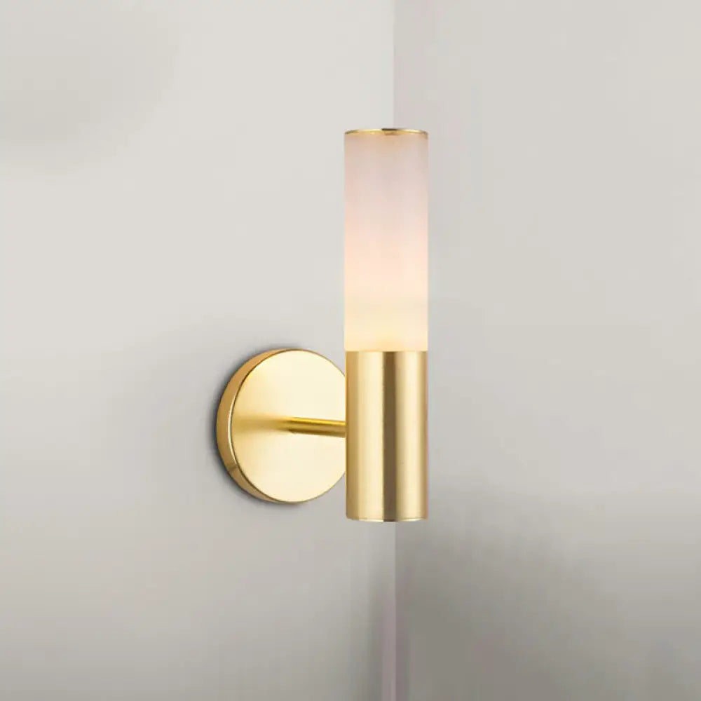 DecorBites™ Modern Frosted Glass Wall Lamp with Gold LED