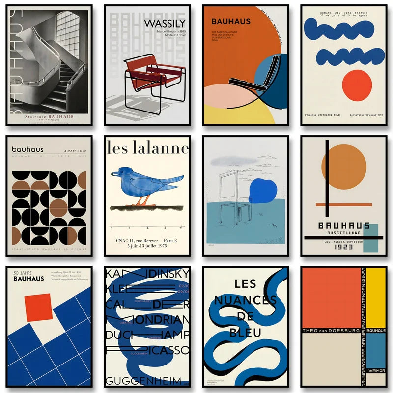 DecorBites™ Modern Geometric Bauhaus Art Print Set
