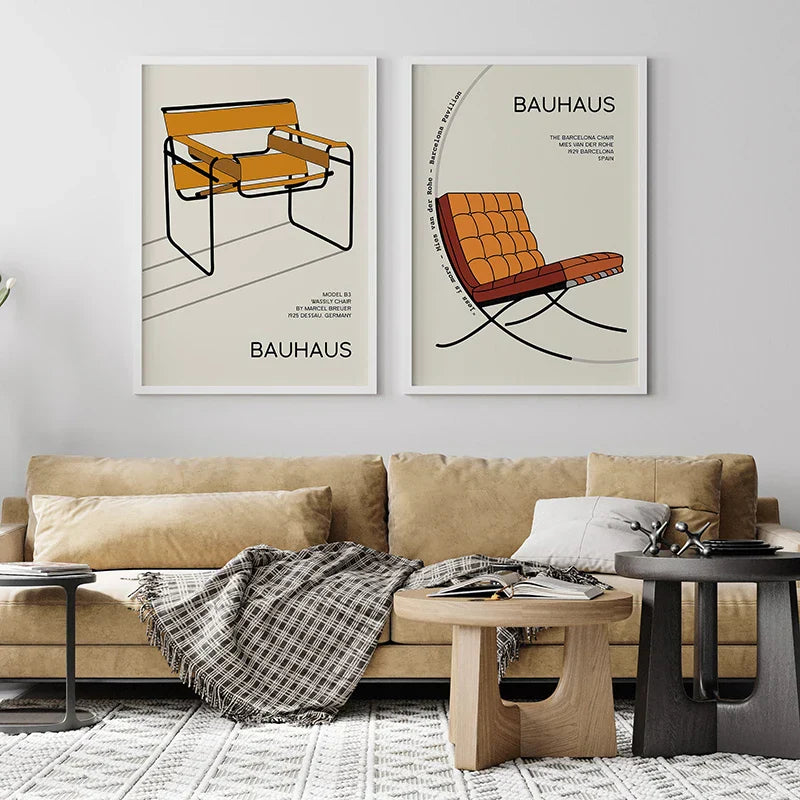 DecorBites™ Modern Geometric Bauhaus Canvas Wall Art