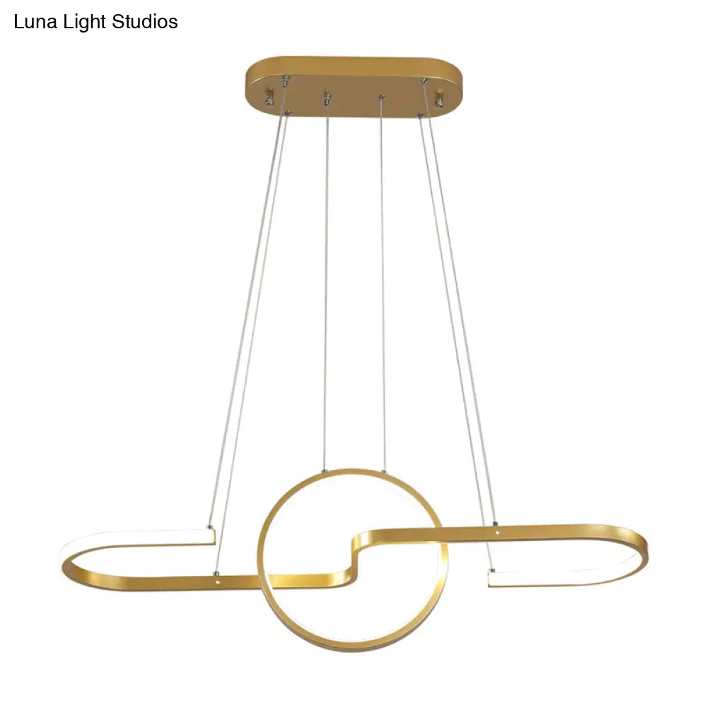 DecorBites™ Modern Geometric LED Dining Room Island Light: Metal Hanging Lamp in Black/Gold with Warm/White Light Kit