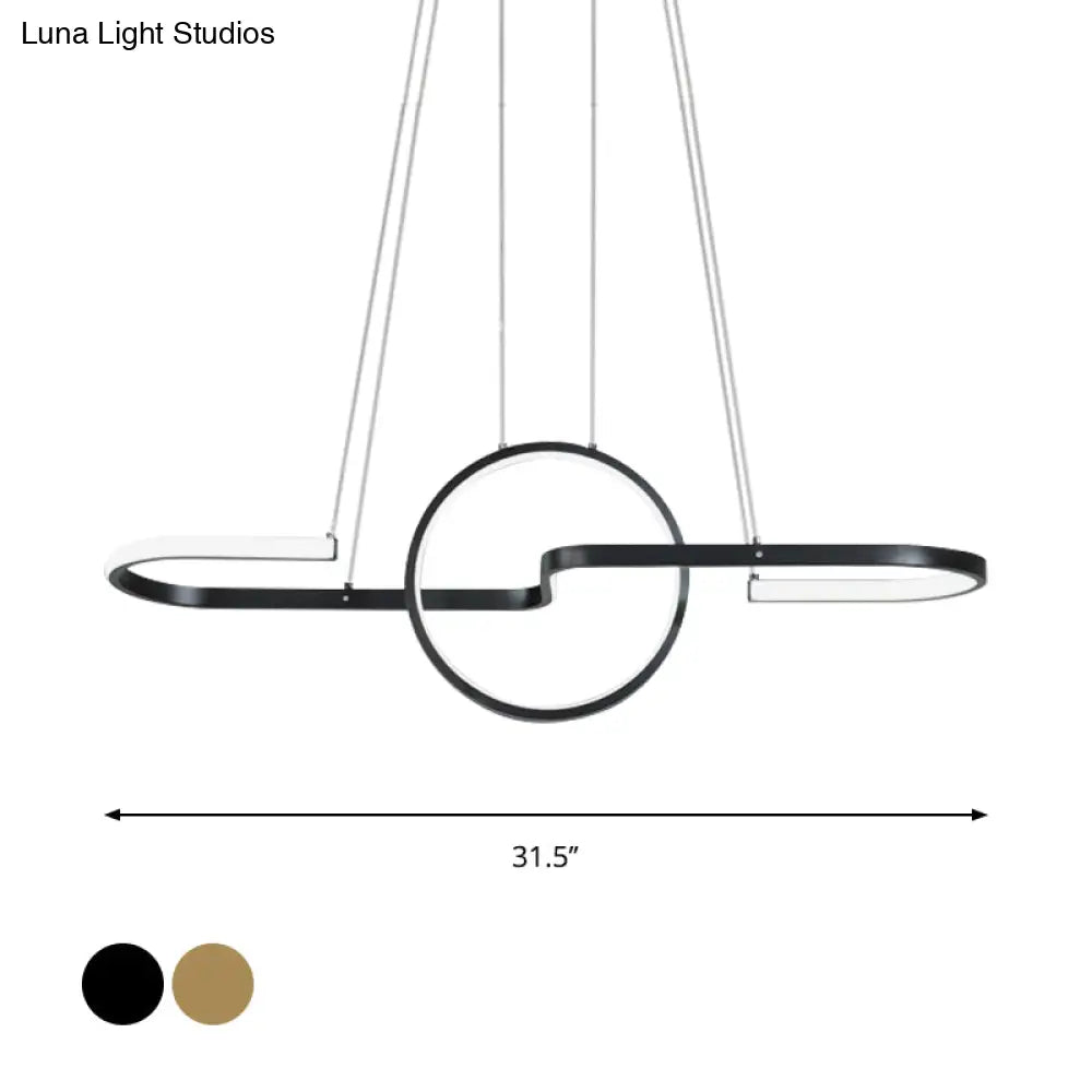DecorBites™ Modern Geometric LED Dining Room Island Light: Metal Hanging Lamp in Black/Gold with Warm/White Light Kit
