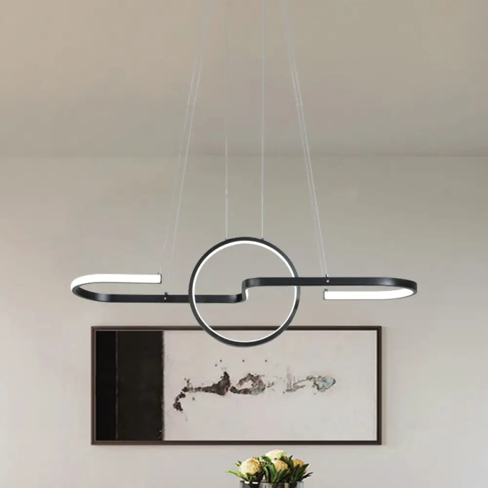 DecorBites™ Modern Geometric LED Dining Room Island Light: Metal Hanging Lamp in Black/Gold with Warm/White Light Kit