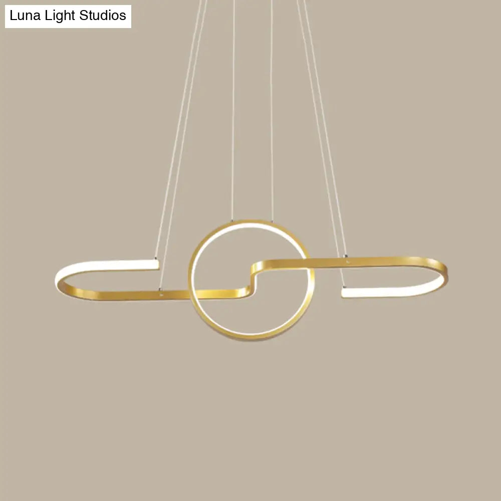 DecorBites™ Modern Geometric LED Dining Room Island Light: Metal Hanging Lamp in Black/Gold with Warm/White Light Kit