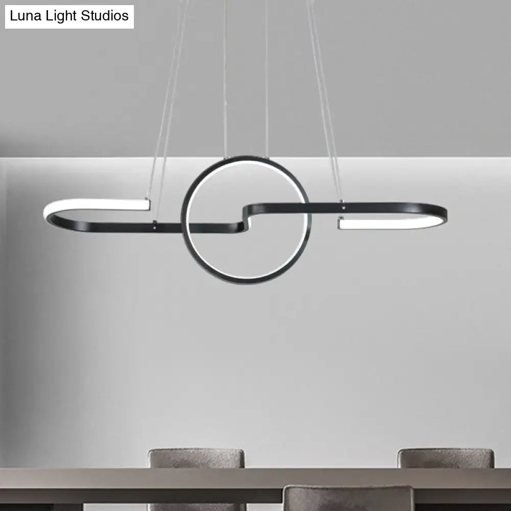 DecorBites™ Modern Geometric LED Dining Room Island Light: Metal Hanging Lamp in Black/Gold with Warm/White Light Kit