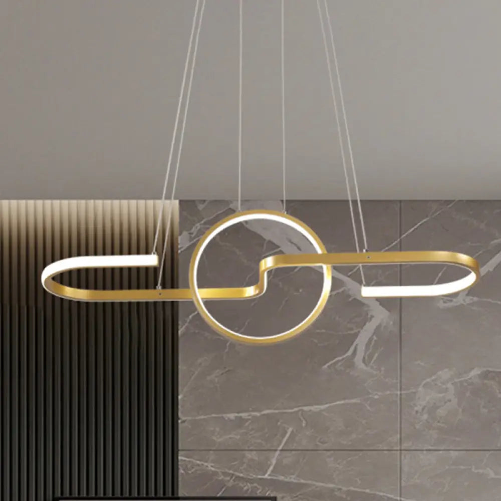 DecorBites™ Modern Geometric LED Dining Room Island Light: Metal Hanging Lamp in Black/Gold with Warm/White Light Kit