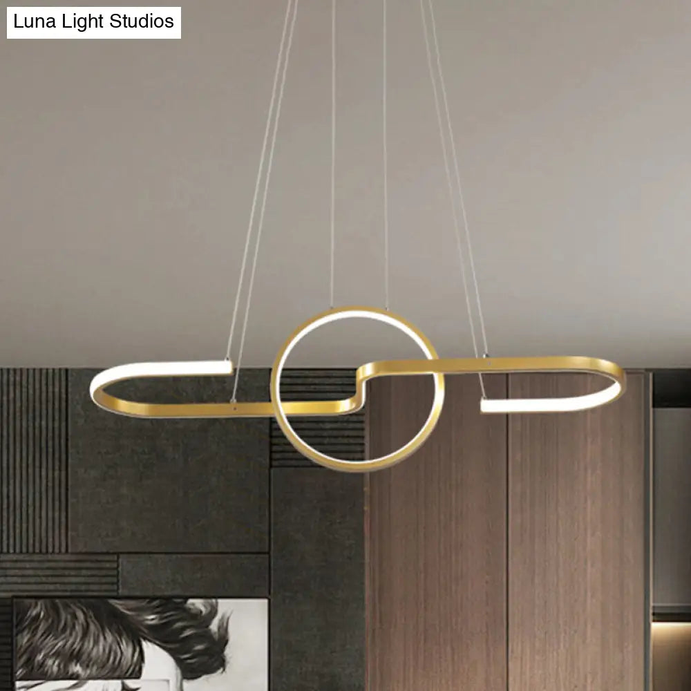 DecorBites™ Modern Geometric LED Dining Room Island Light: Metal Hanging Lamp in Black/Gold with Warm/White Light Kit