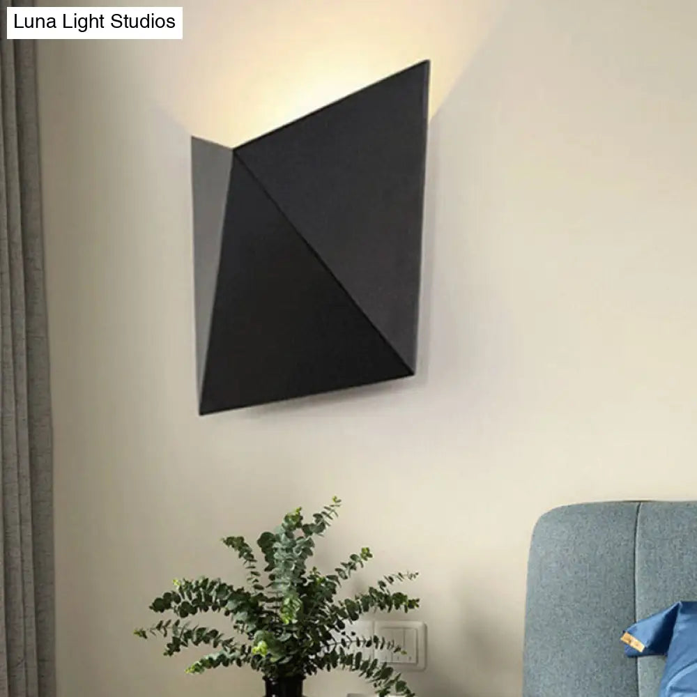 DecorBites™ Modern Geometric Metal Wall Sconce Light with LED, Black Finish, Warm/White Lighting