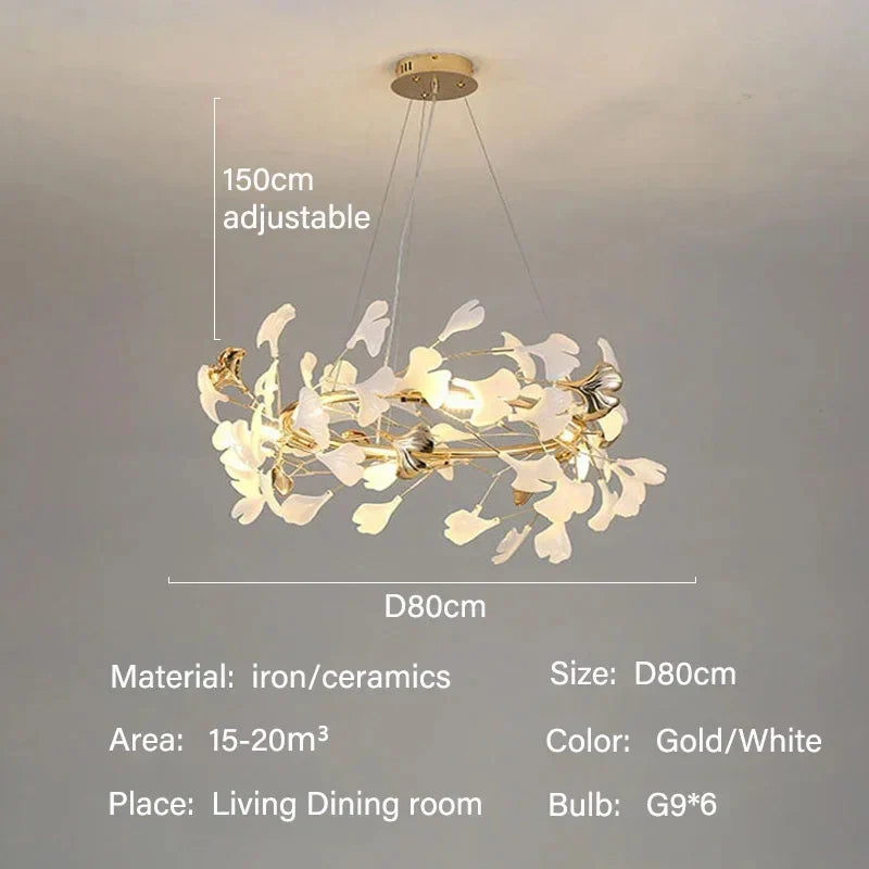 DecorBites™ Modern Ginkgo Leaf LED Chandelier Dining Room Lighting