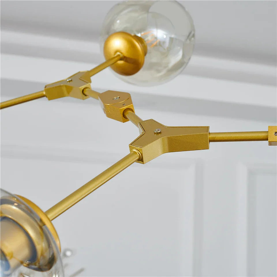 DecorBites™ Modern Glass Ball Pendant Chandelier - Black Gold