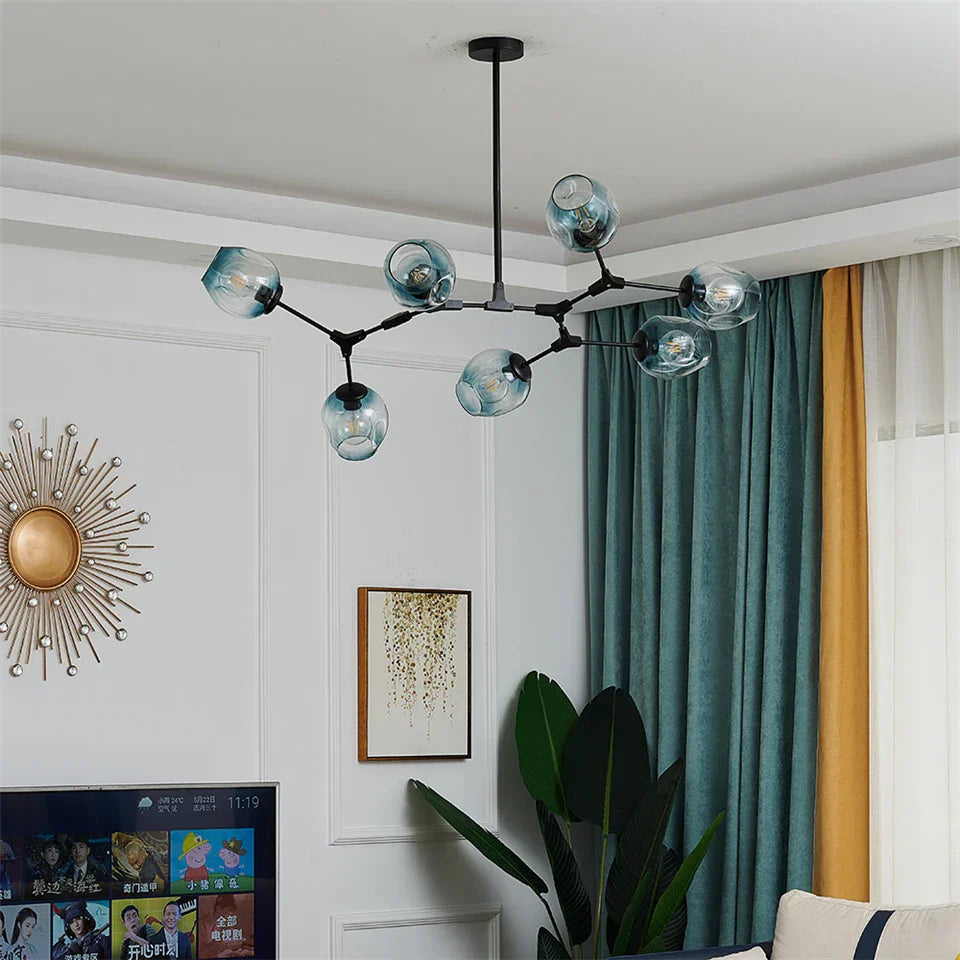 DecorBites™ Modern Glass Ball Pendant Chandelier - Black Gold