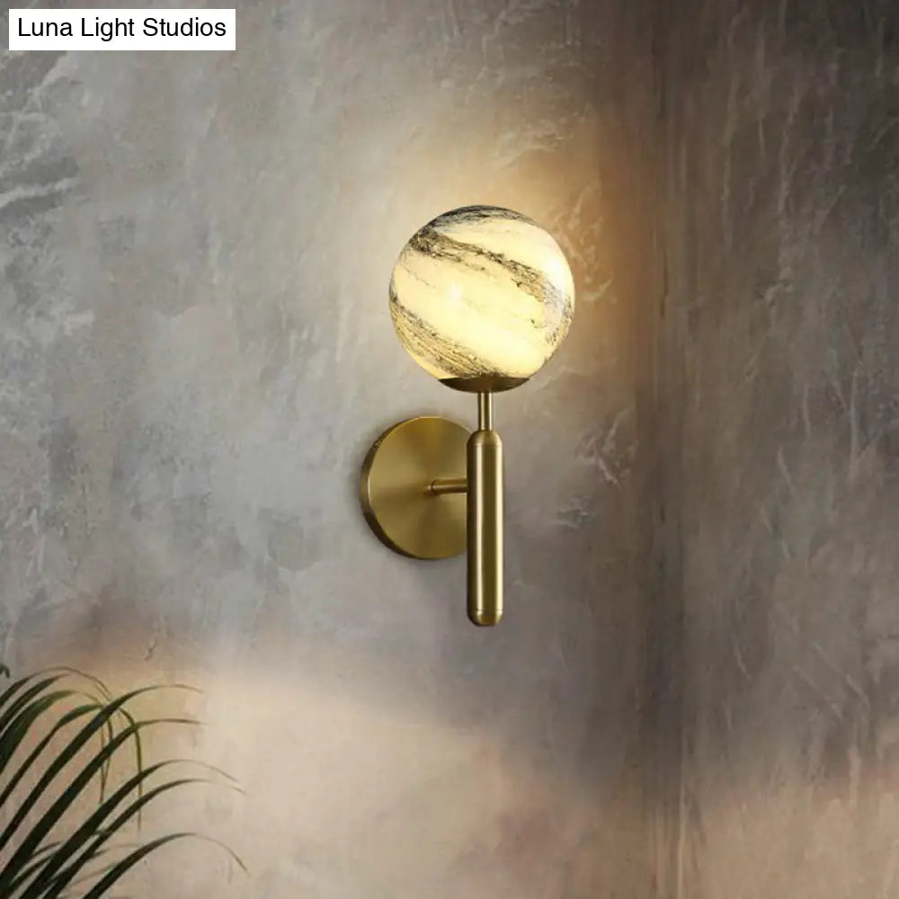 DecorBites™ Modern Glass Ball Wall Mount Light with Brass Finish – Perfect Sconce Lamp for Living Room