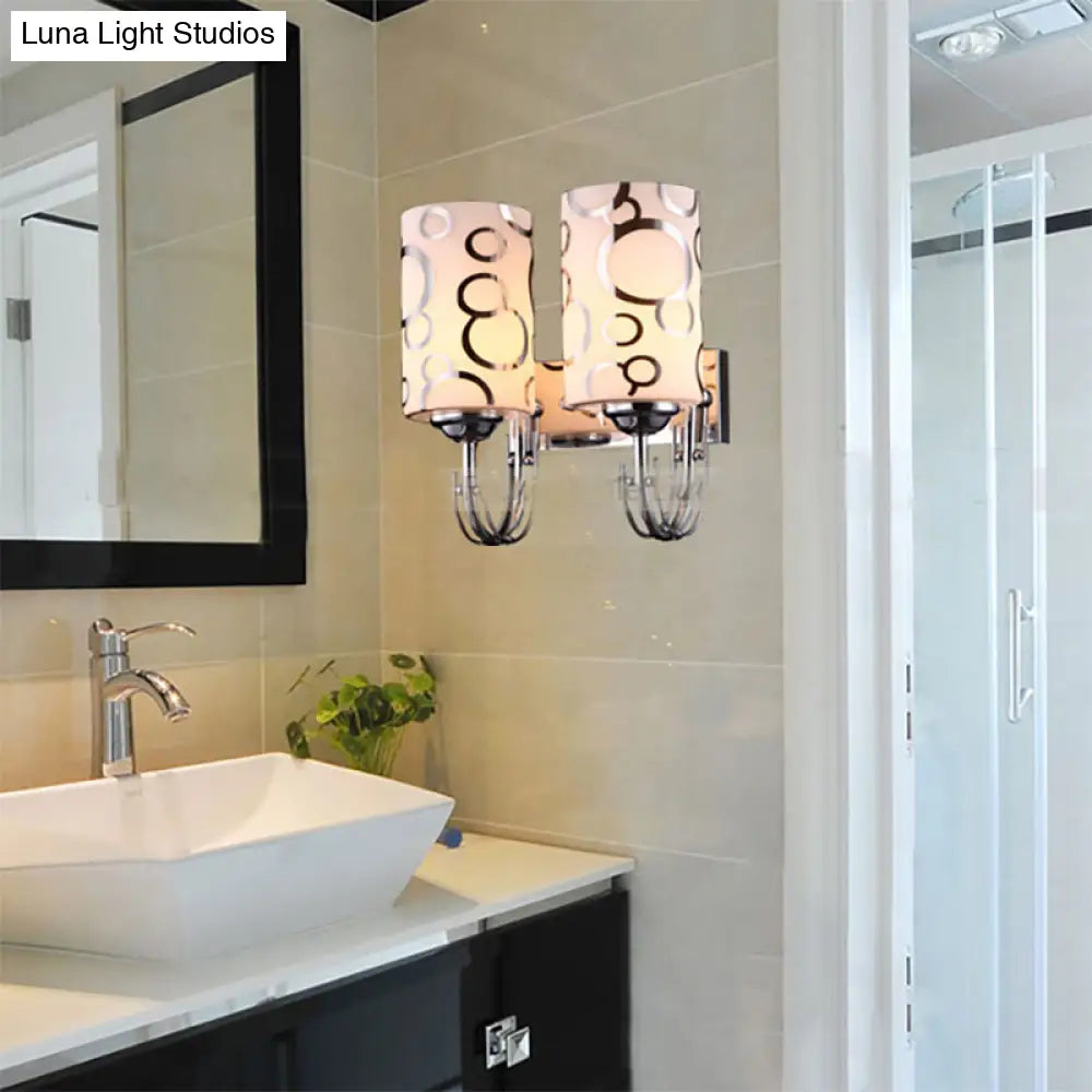DecorBites™ Modern Glass Cylinder Wall Sconce 1/2-Lights - Chrome Finish Bedside Lamp