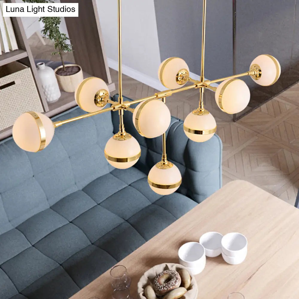 DecorBites™ Modern Glass Orb Chandelier with 9-Silver/Gold Finish Heads - Perfect Island Lighting for Restaurants & Hotels