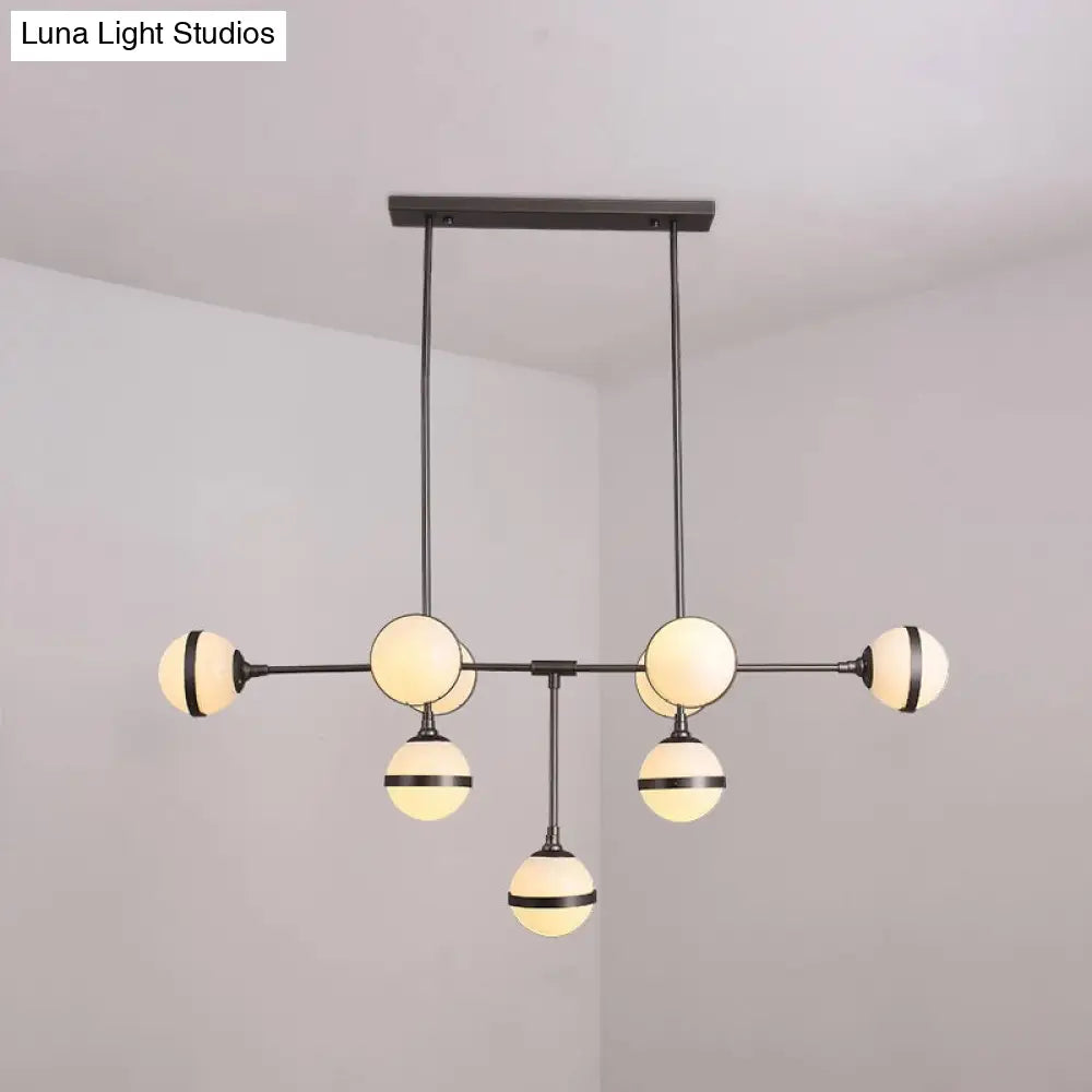 DecorBites™ Modern Glass Orb Chandelier with 9-Silver/Gold Finish Heads - Perfect Island Lighting for Restaurants & Hotels