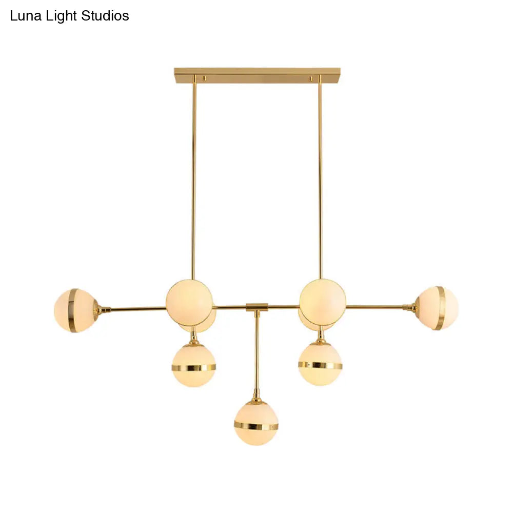 DecorBites™ Modern Glass Orb Chandelier with 9-Silver/Gold Finish Heads - Perfect Island Lighting for Restaurants & Hotels