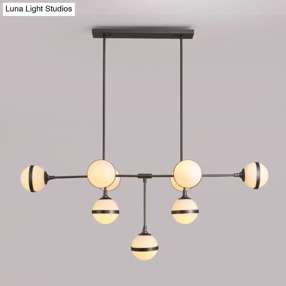 DecorBites™ Modern Glass Orb Chandelier with 9-Silver/Gold Finish Heads - Perfect Island Lighting for Restaurants & Hotels
