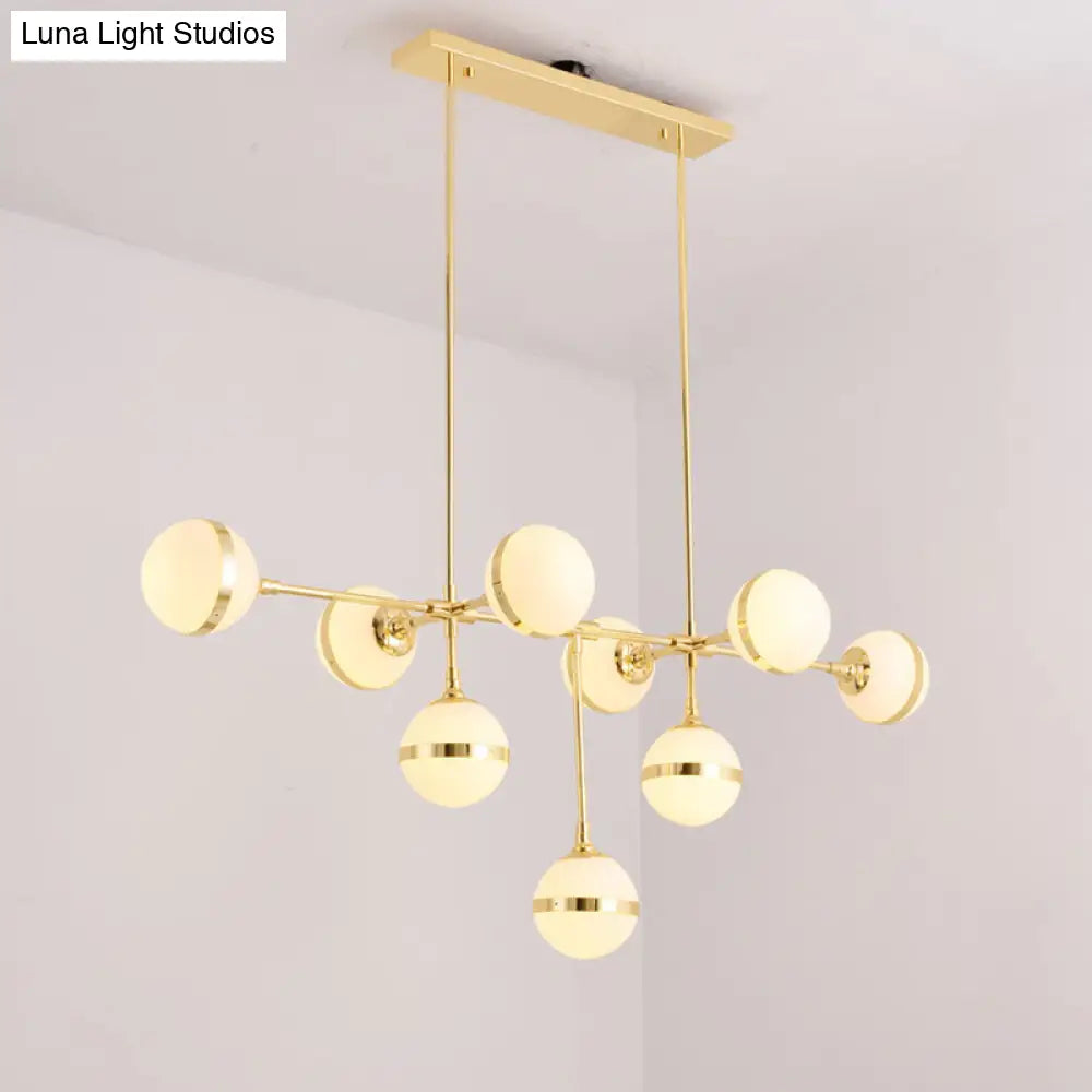 DecorBites™ Modern Glass Orb Chandelier with 9-Silver/Gold Finish Heads - Perfect Island Lighting for Restaurants & Hotels