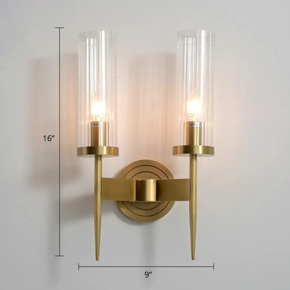 DecorBites™ Modern Glass Tube Wall Sconce with Prismatic Design & Brass Finish for Living Room