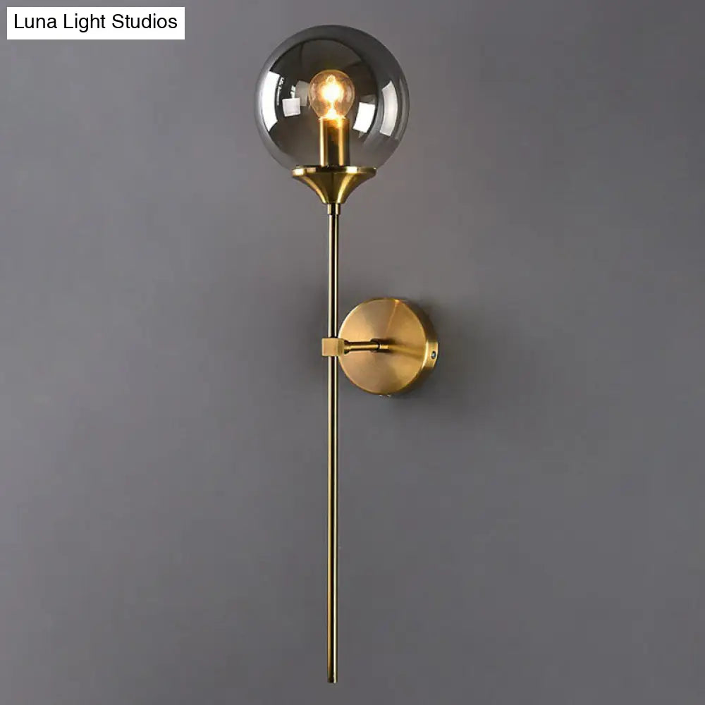 DecorBites™ Modern Glass Wall Mount Lamp: Sleek Brass Sconce Light with Pencil Arm