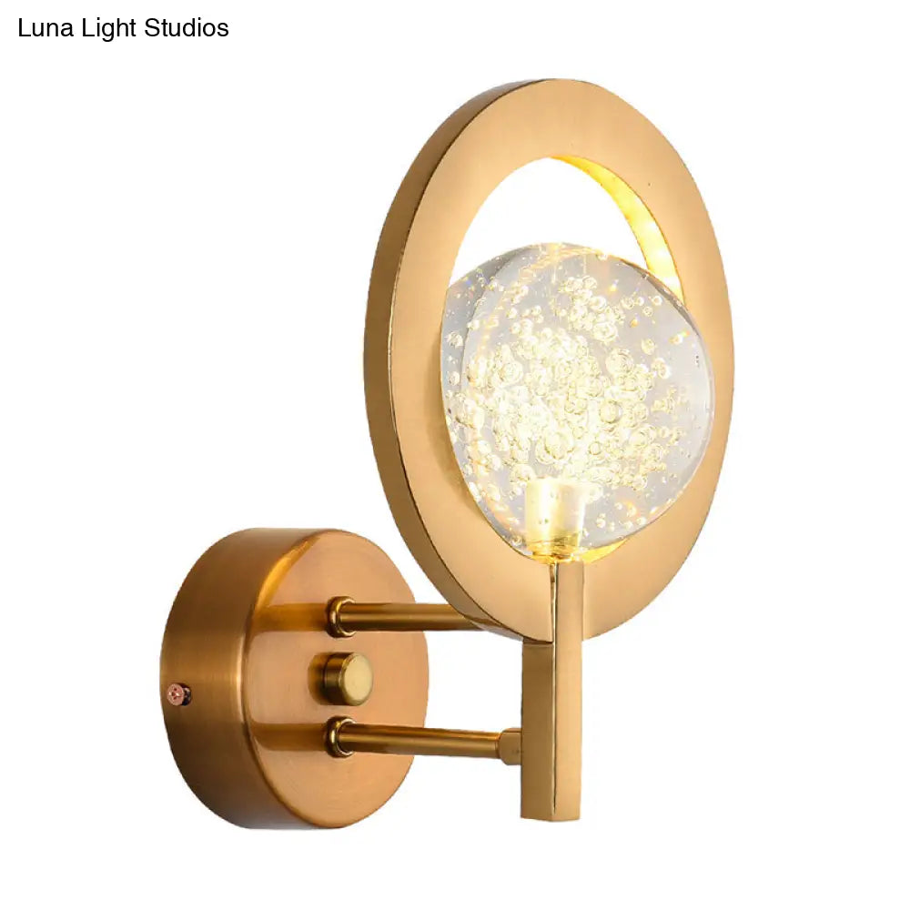 DecorBites™ Modern Globe Wall Lamp with Clear Crystal and LED Light in Gold Finish