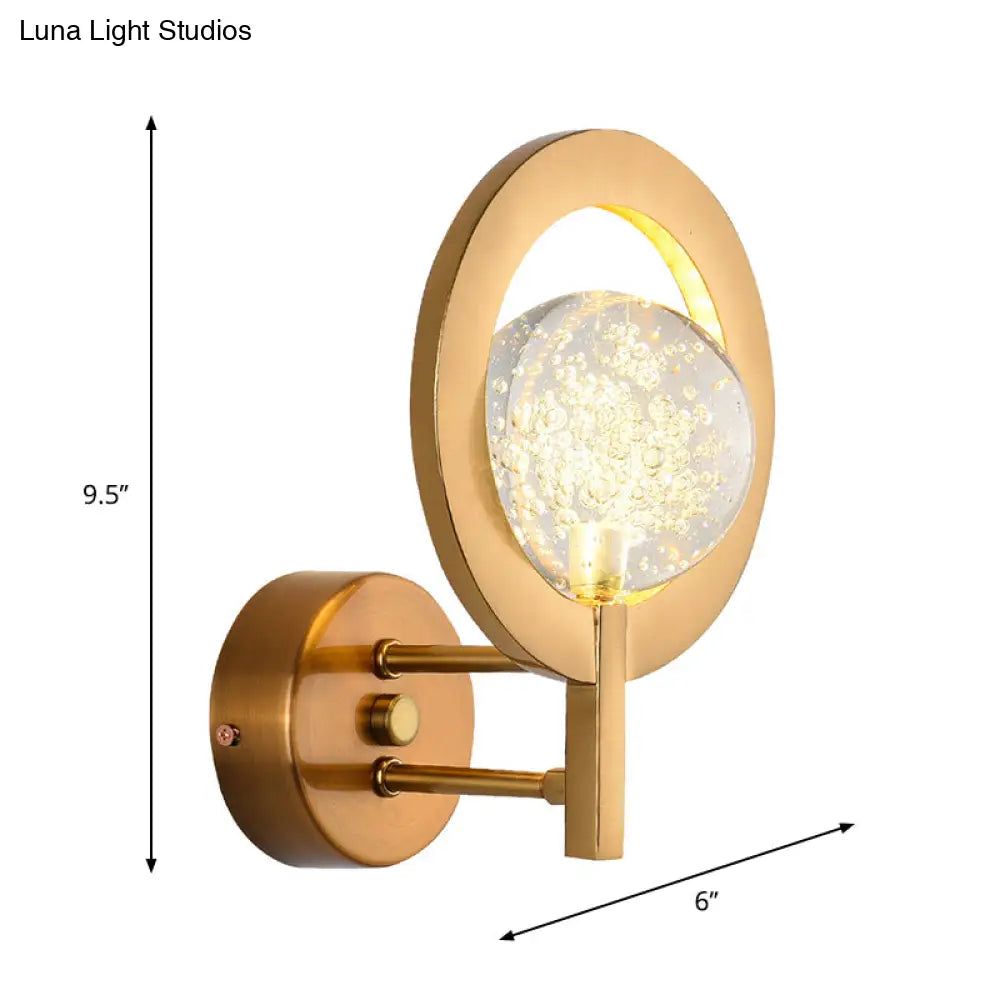 DecorBites™ Modern Globe Wall Lamp with Clear Crystal and LED Light in Gold Finish