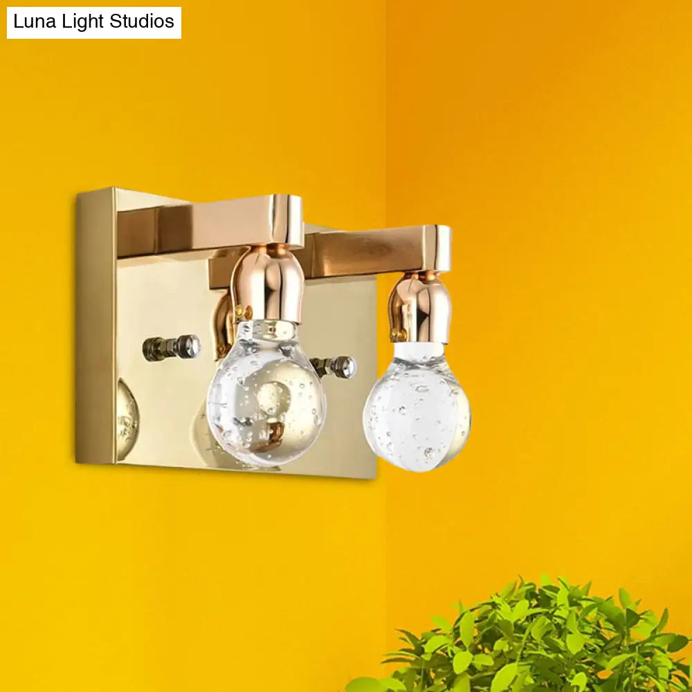 DecorBites™ Modern Gold Bulb-Shaped Crystal Wall Sconce - Bedroom Bubble Light Fixture