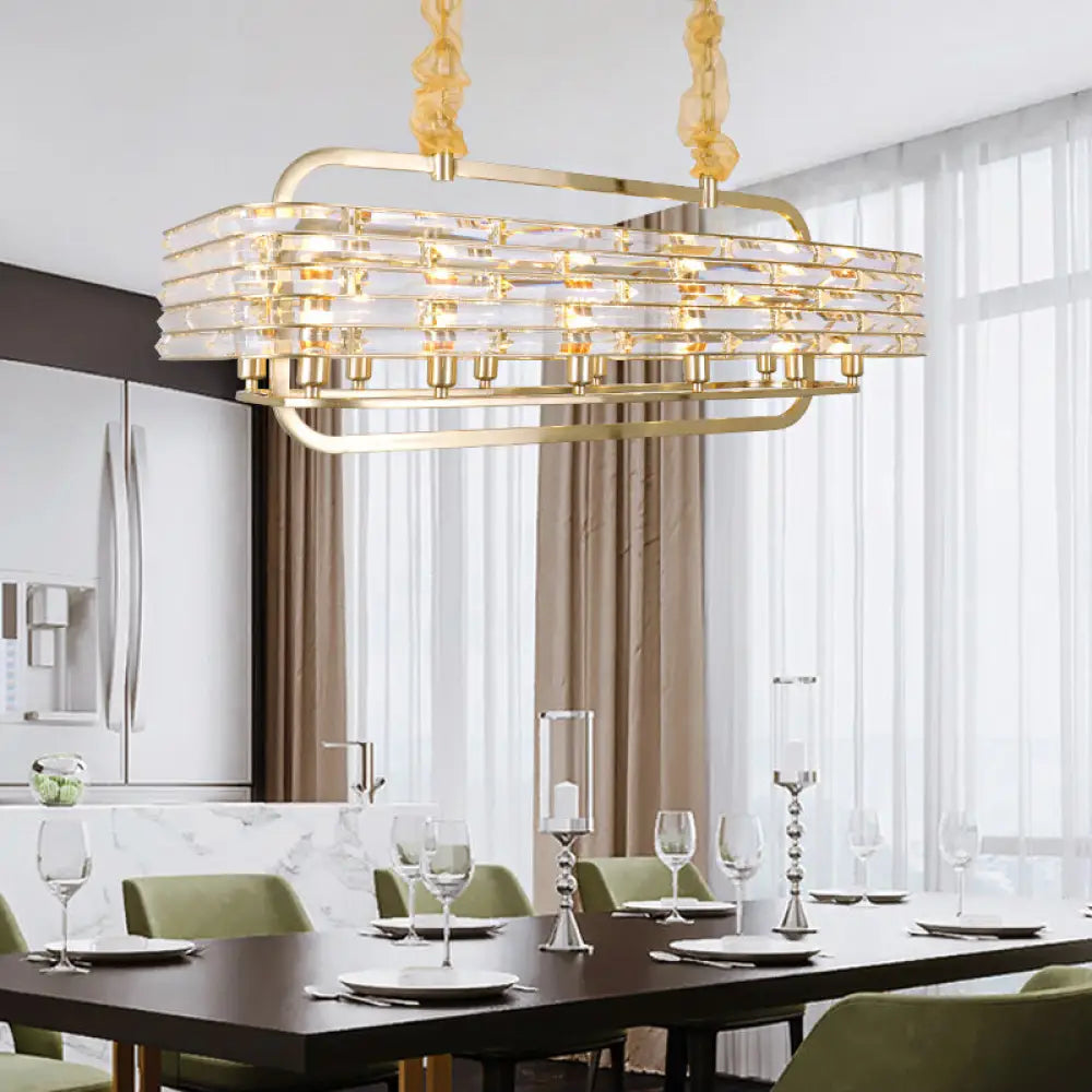 DecorBites™ Modern Gold Crystal Pendant Light Fixture with 8 Heads for Living Room
