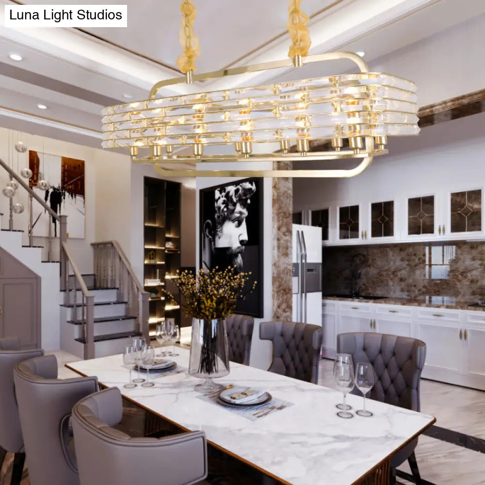 DecorBites™ Modern Gold Crystal Pendant Light Fixture with 8 Heads for Living Room