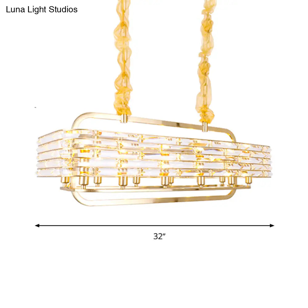 DecorBites™ Modern Gold Crystal Pendant Light Fixture with 8 Heads for Living Room