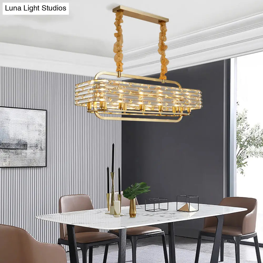 DecorBites™ Modern Gold Crystal Pendant Light Fixture with 8 Heads for Living Room
